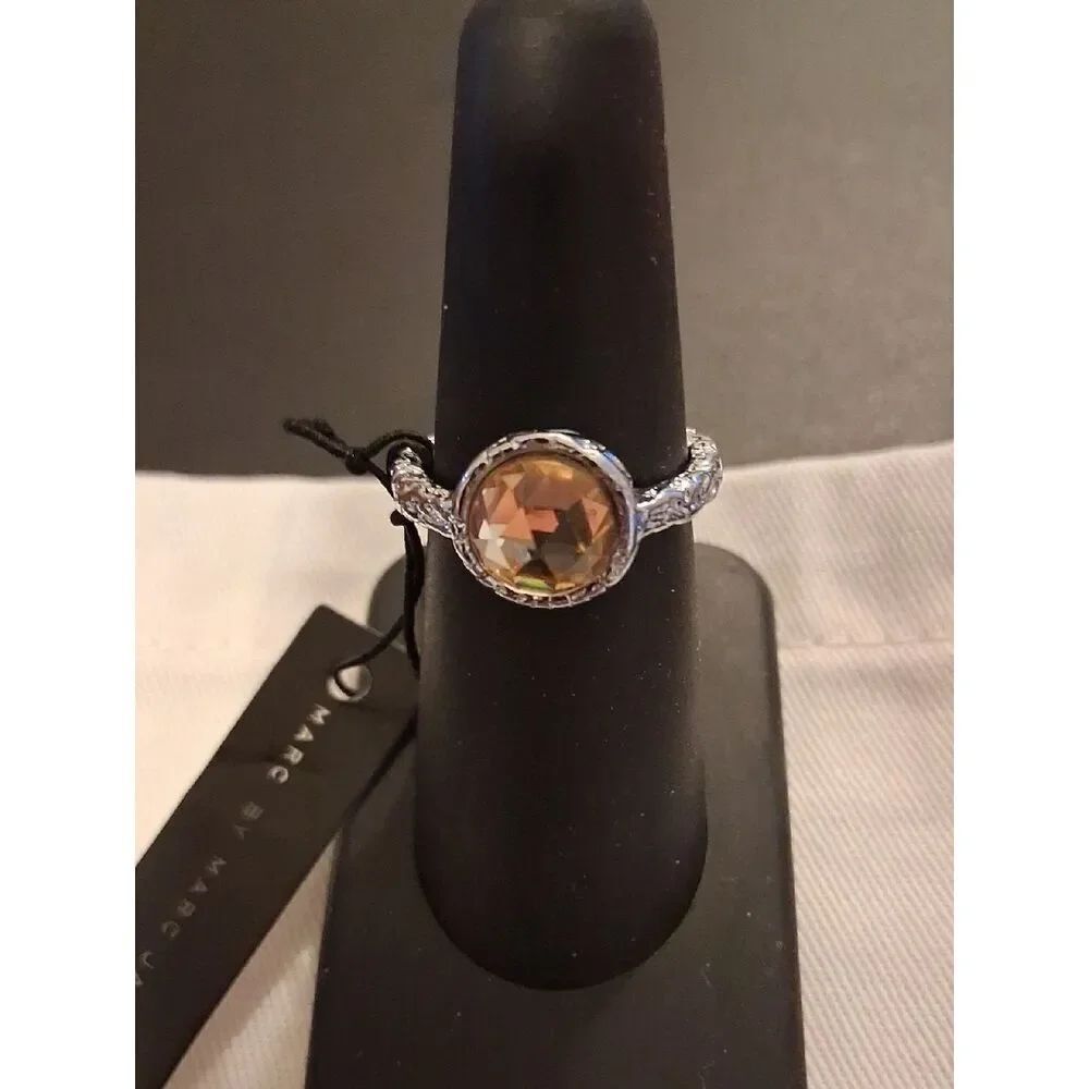 Marc Jabobs Sterling Silver Quartz Ring Sighned Size 6 New With Tags And Pouch - Picture 2 of 6